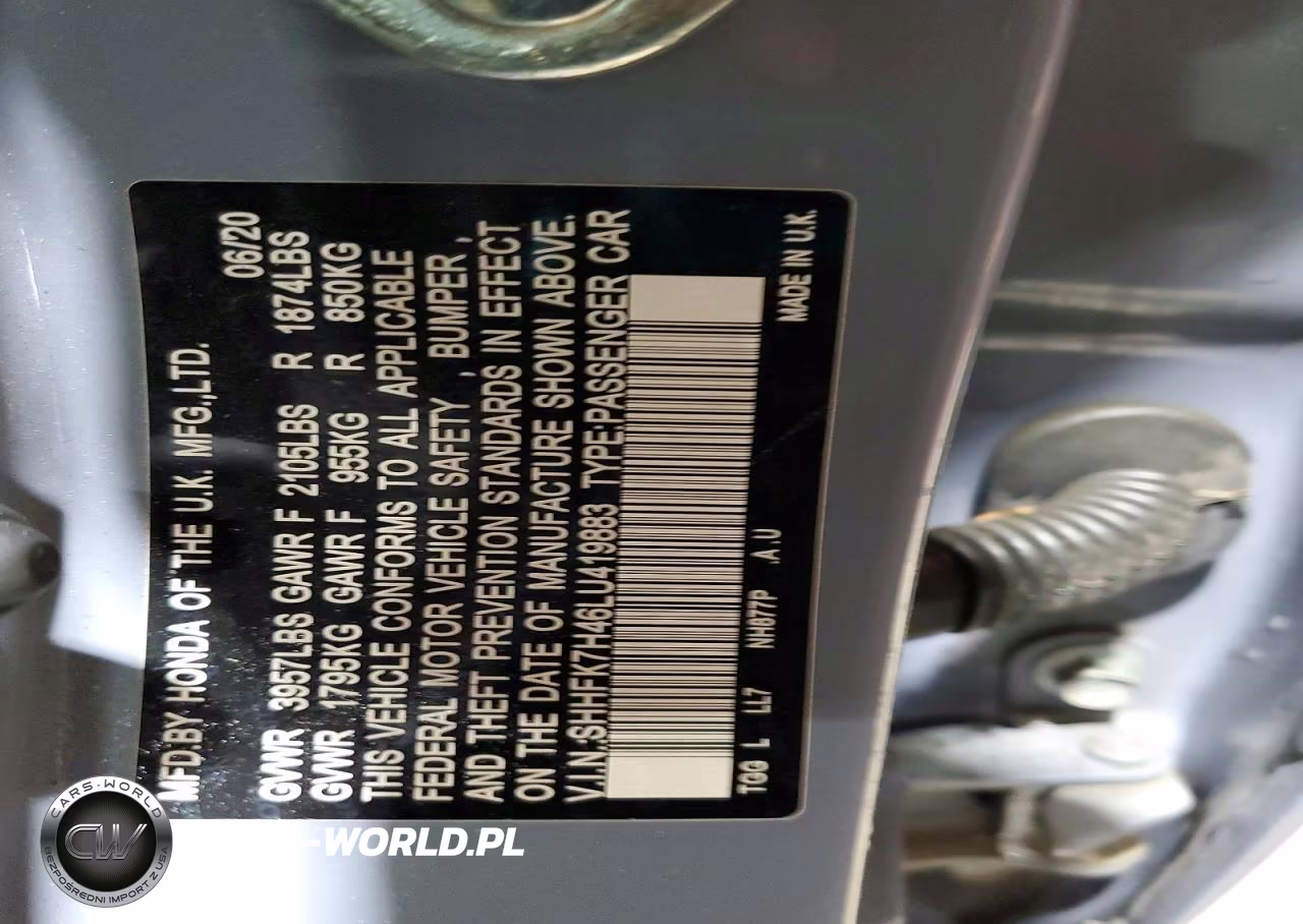 2020 Honda Civic Sport VIN:SHHFK7H46LU419883 - 12