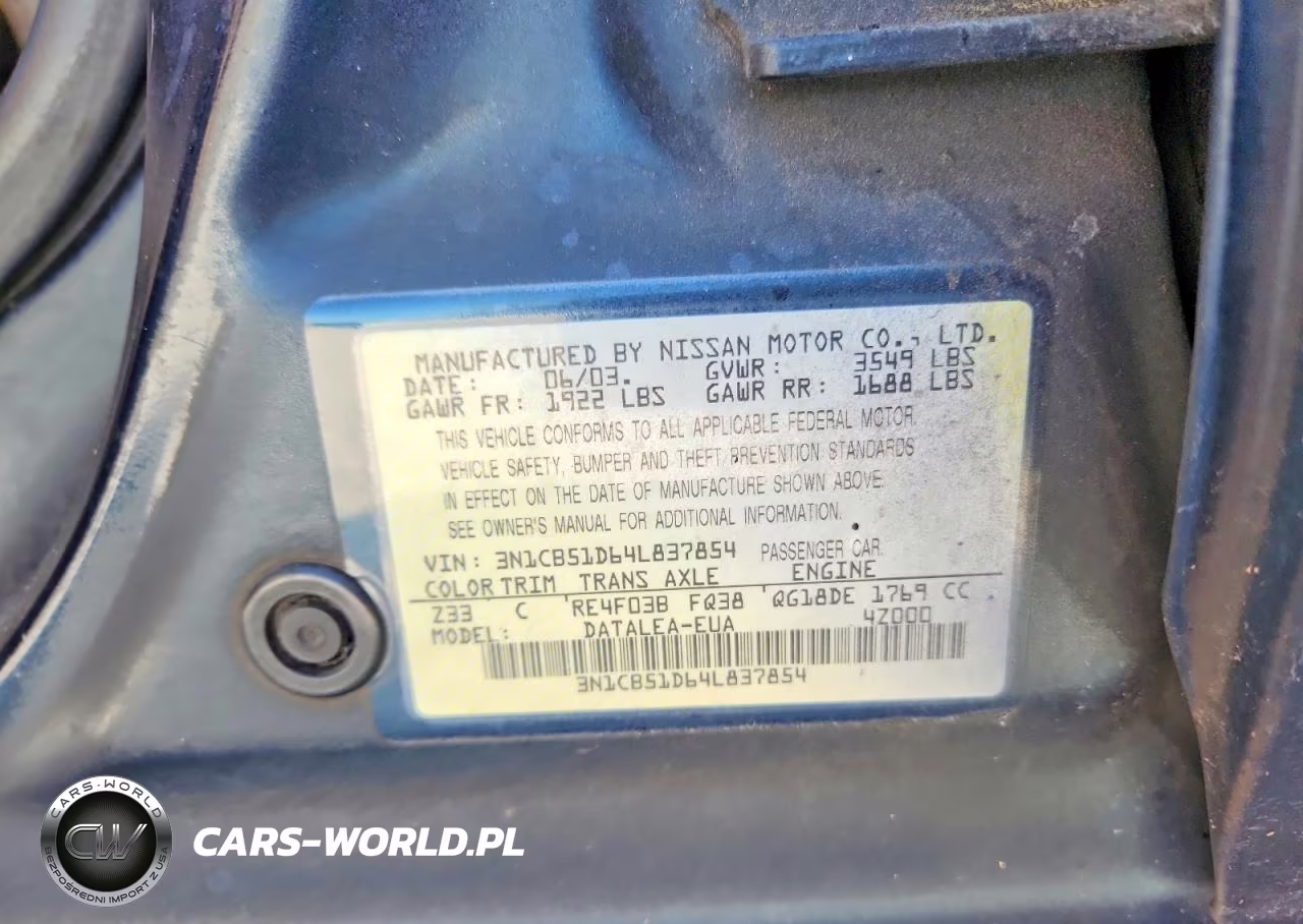 2004 Nissan Sentra 1.8 VIN:3N1CB51D64L837854 - 12