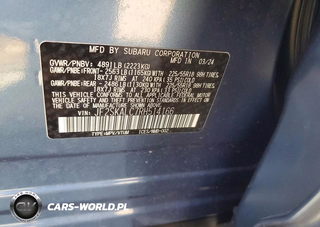 2024 Subaru Forester Limited VIN:JF2SKALC7RH514166 - 13