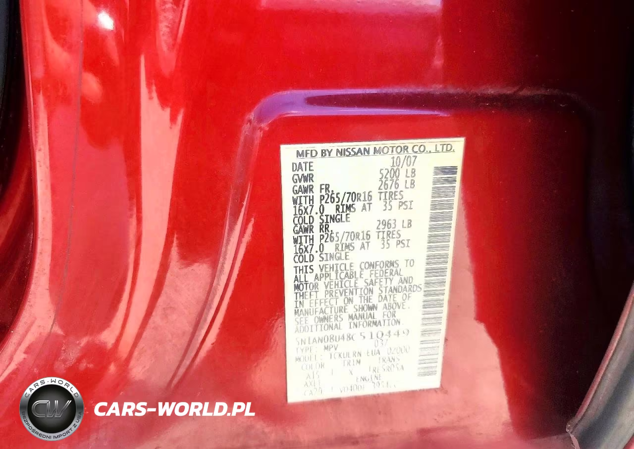 2008 Nissan Xterra X VIN:5N1AN08U48C510449 - 13