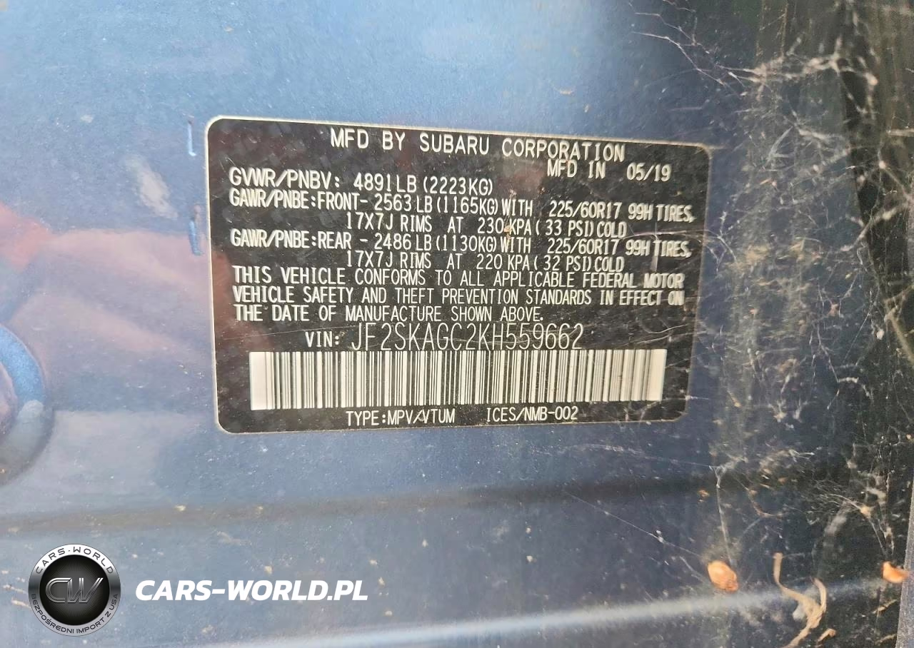 2019 Subaru Forester Premium VIN:JF2SKAGC2KH559662 - 12
