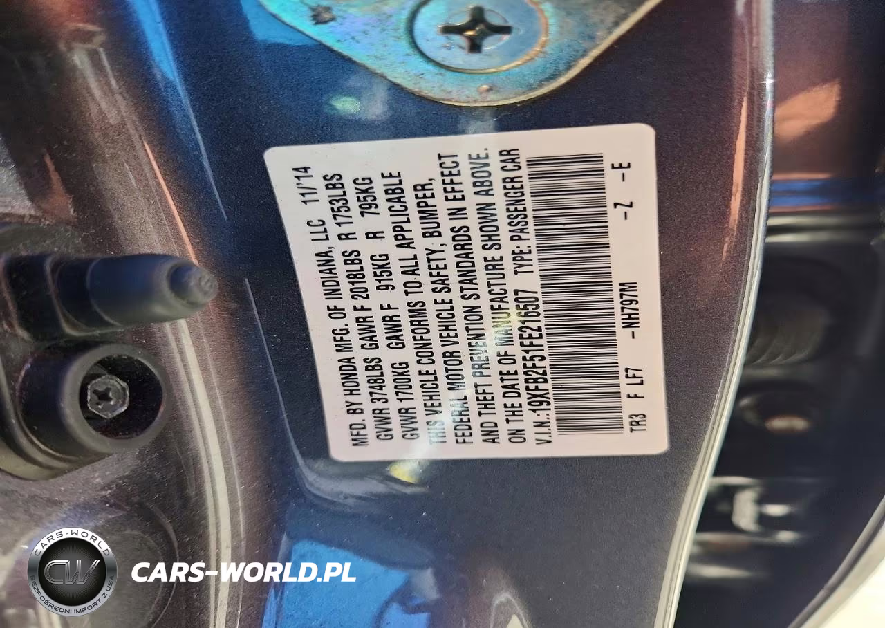 2015 Honda Civic Lx VIN:19XFB2F51FE216507 - 12