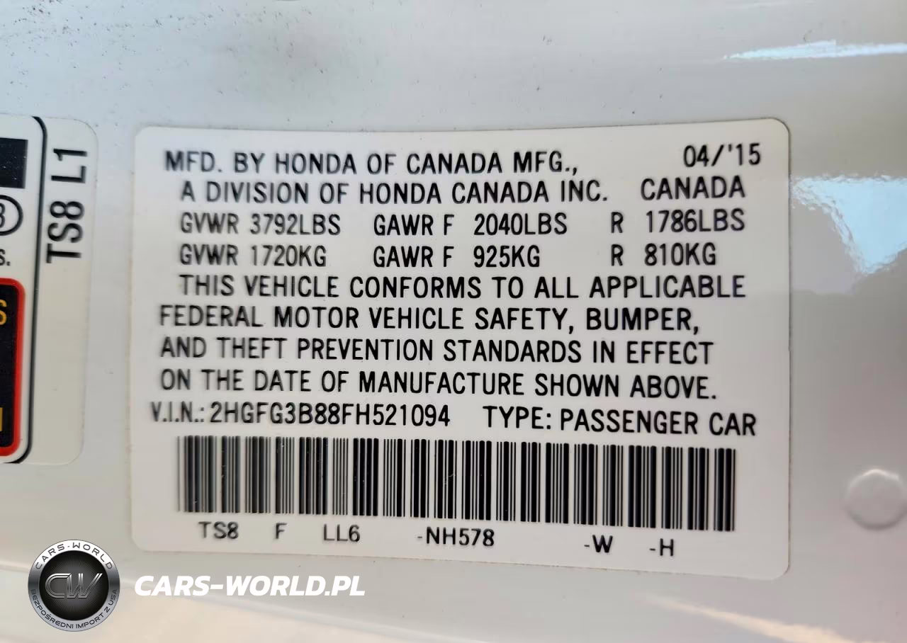 2015 Honda Civic Ex VIN:2HGFG3B88FH521094 - 12