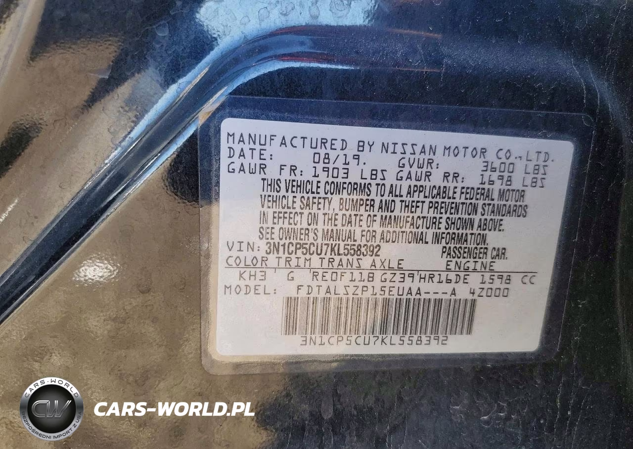 2019 Nissan Kicks Sv VIN:3N1CP5CU7KL558392 - 14