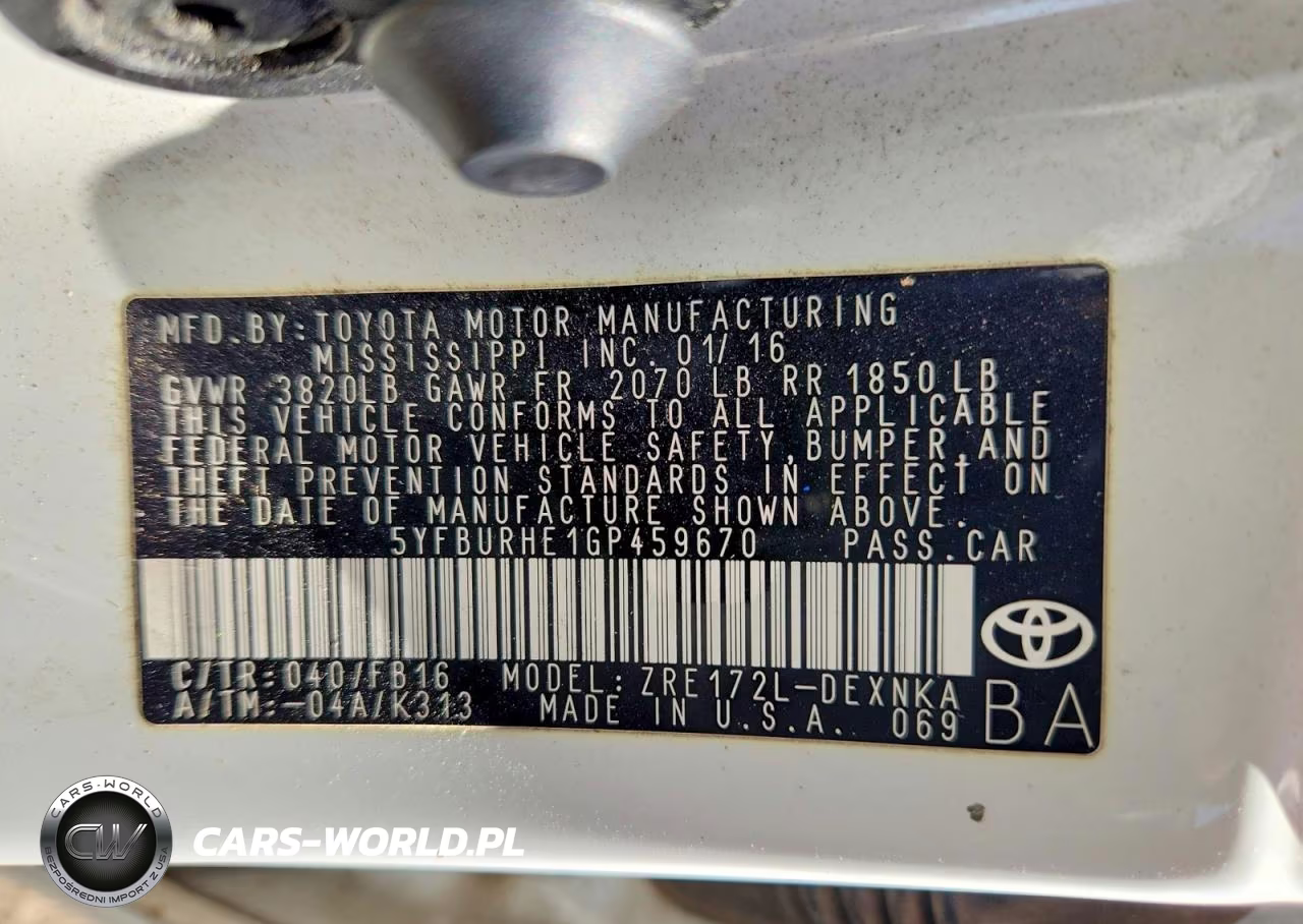 2016 Toyota Corolla Le VIN:5YFBURHE1GP459670 - 13
