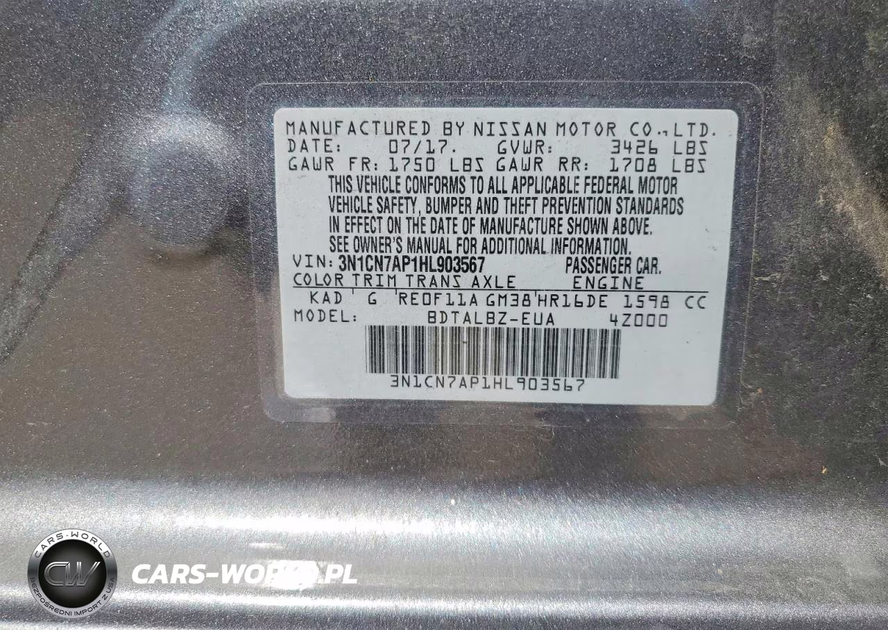 2017 Nissan Versa 1.6 Sv VIN:3N1CN7AP1HL903567 - 12