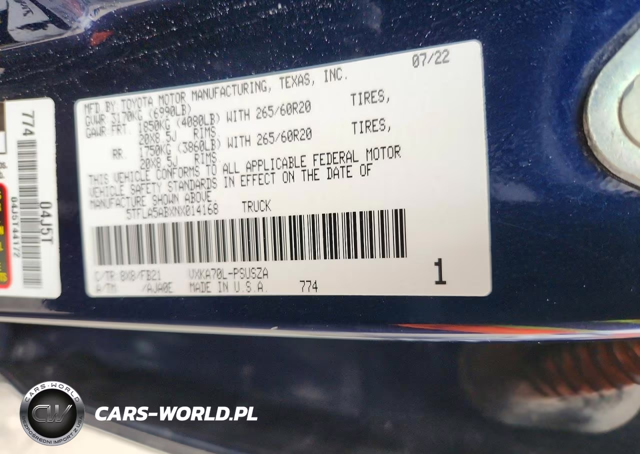 2022 Toyota Tundra Sr5 VIN:5TFLA5ABXNX014168 - 12