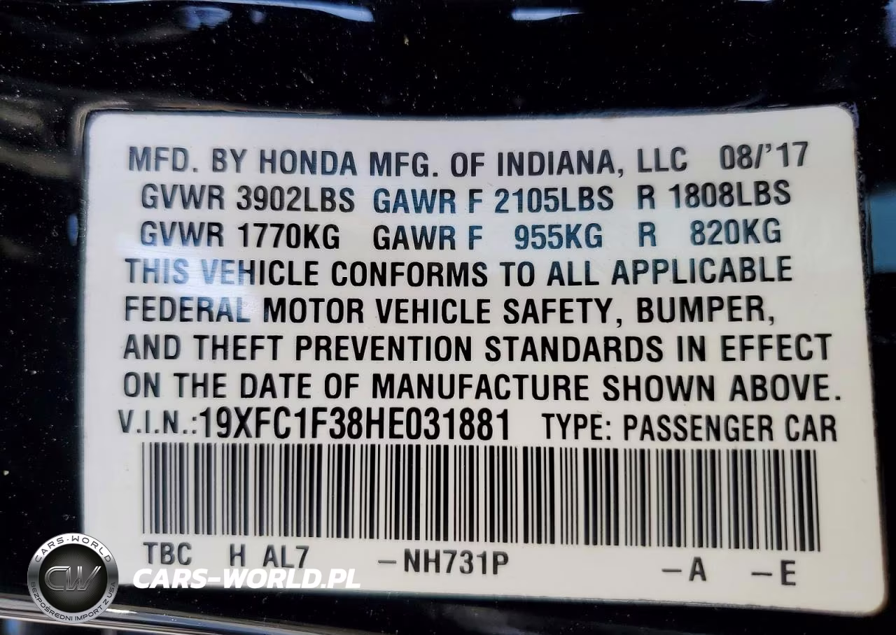 2017 Honda Civic Ex VIN:19XFC1F38HE031881 - 12