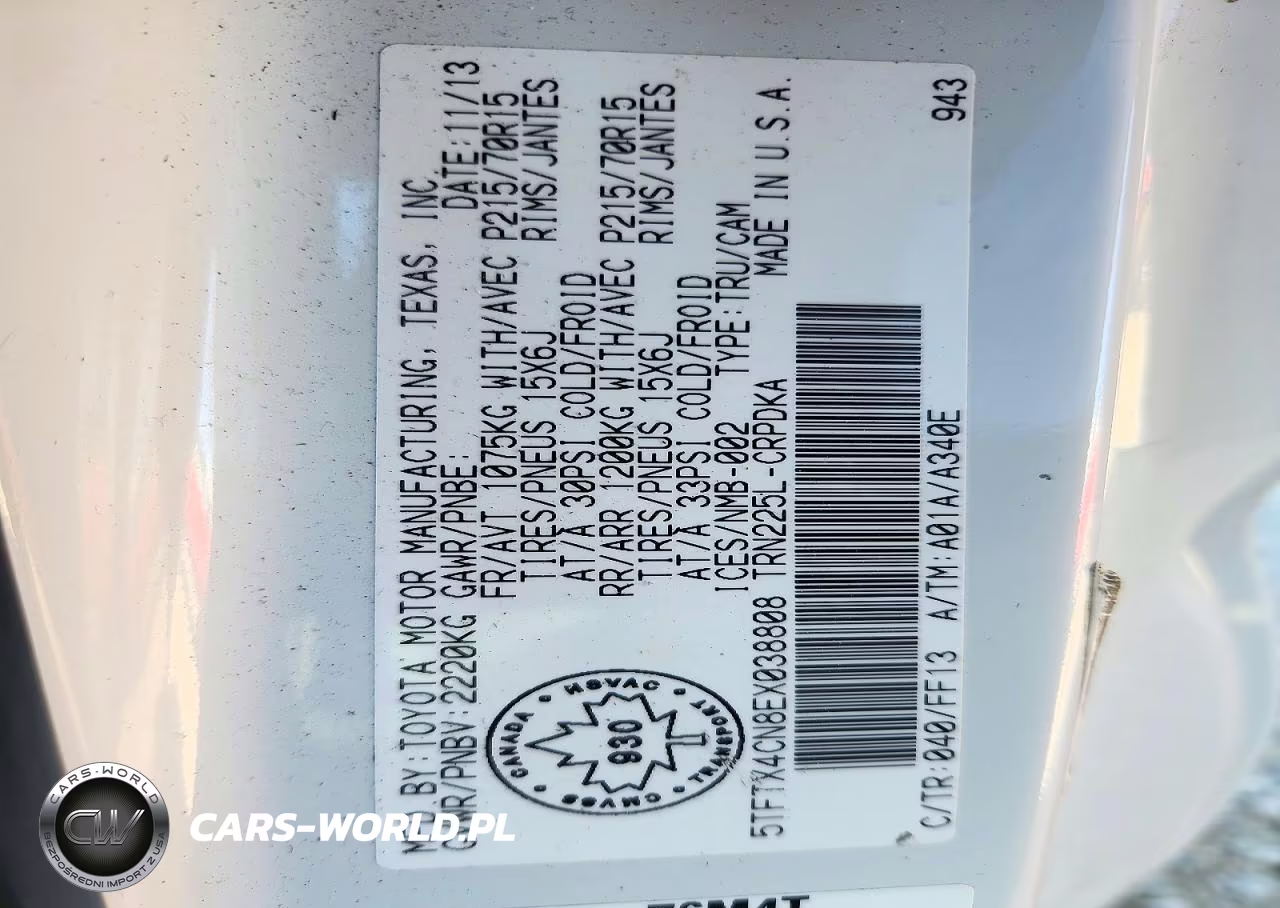 2014 Toyota Tacoma VIN:5TFTX4CN8EX038808 - 12