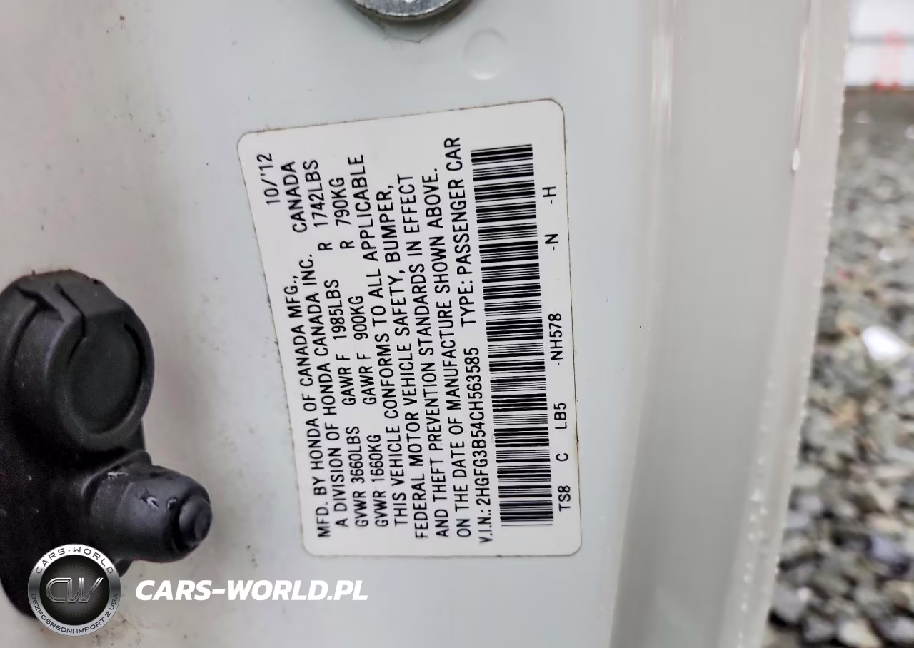 2012 Honda Civic Lx VIN:2HGFG3B54CH563585 - 12