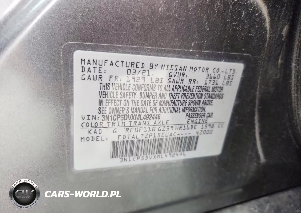 2021 Nissan Kicks Sr VIN:3N1CP5DVXML492446 - 13