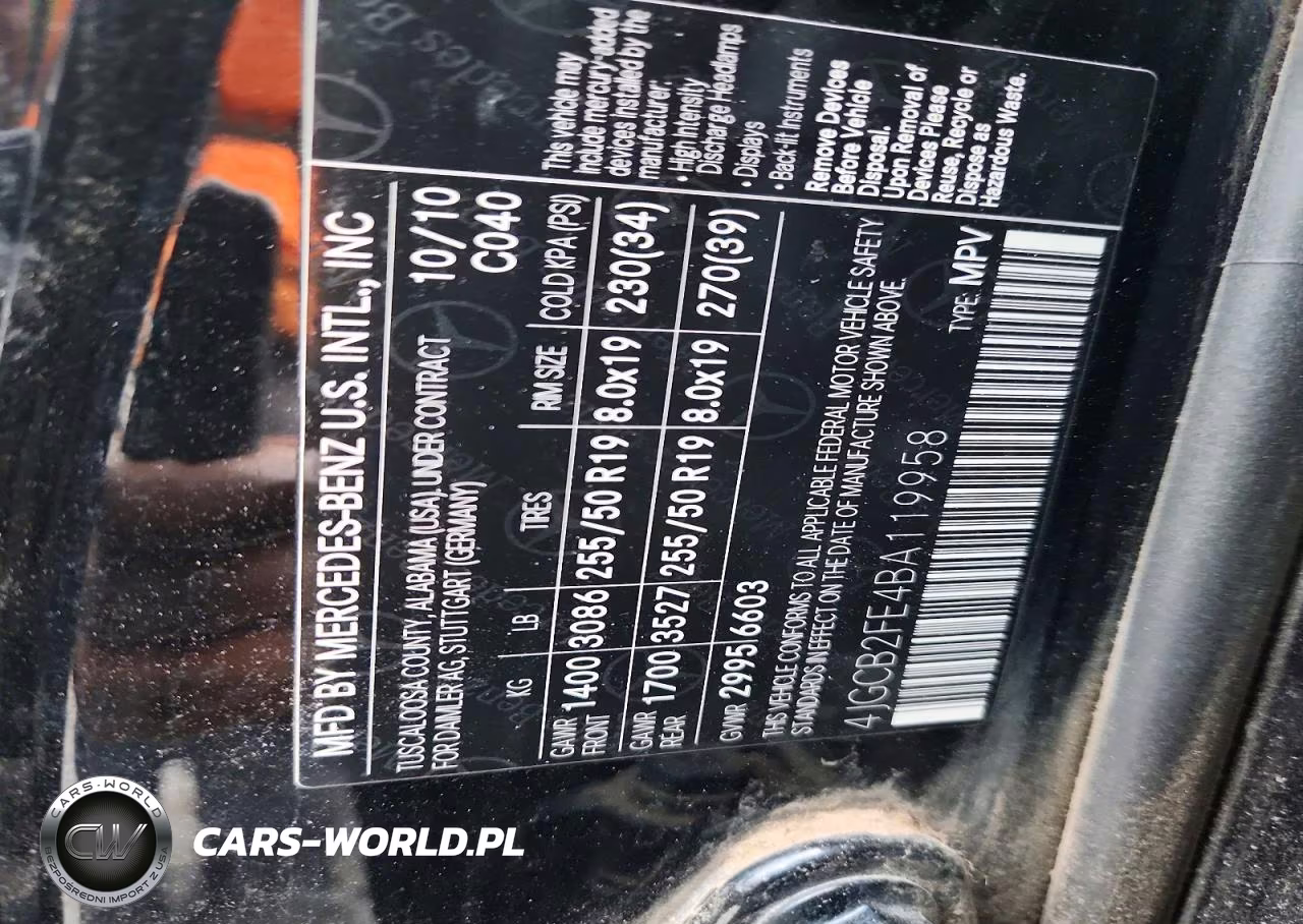 2011 Mercedes-Benz R 350 Bluetec VIN:4JGCB2FE4BA119958 - 13