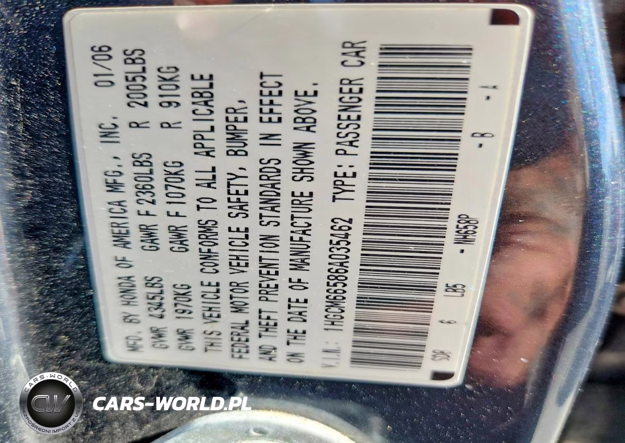 2006 Honda Accord Ex VIN:1HGCM66586A035462 - 13