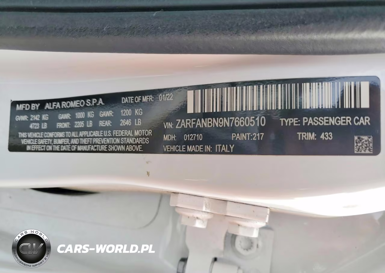 2022 Alfa Romeo Giulia Super VIN:ZARFANBN9N7660510 - 12