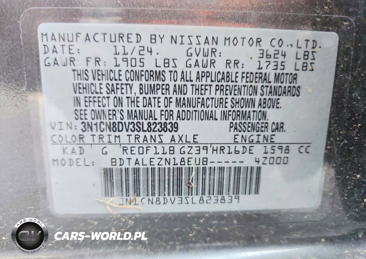 2025 Nissan Versa S VIN:3N1CN8DV3SL823839 - 13