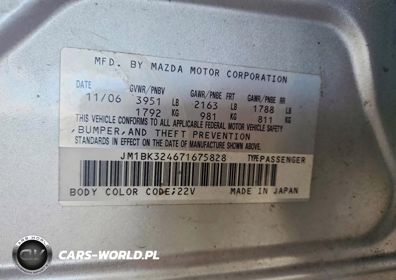 2007 Mazda 3 S VIN:JM1BK324671675828 - 13