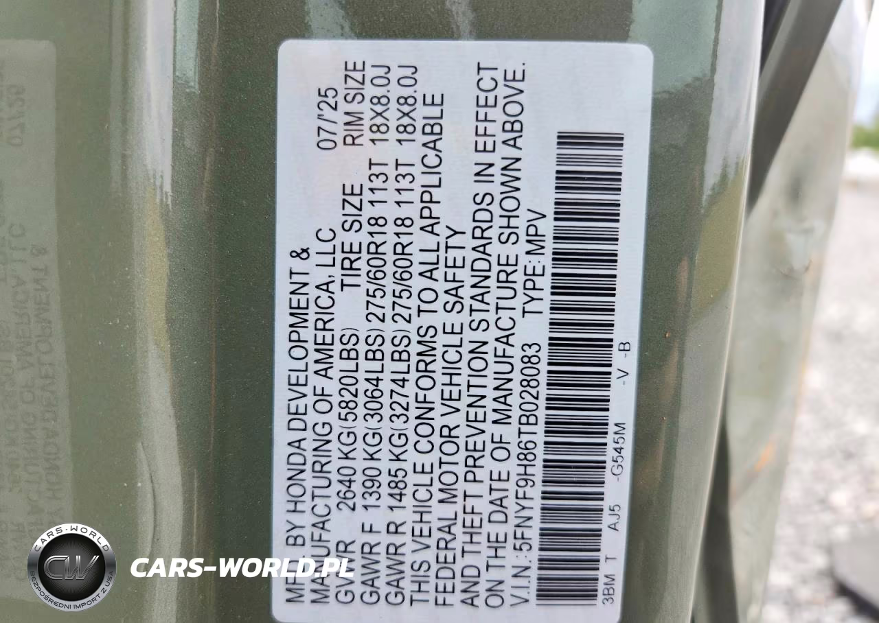 2026 Honda Passport Trailsport Elite VIN:5FNYF9H86TB028083 - 14