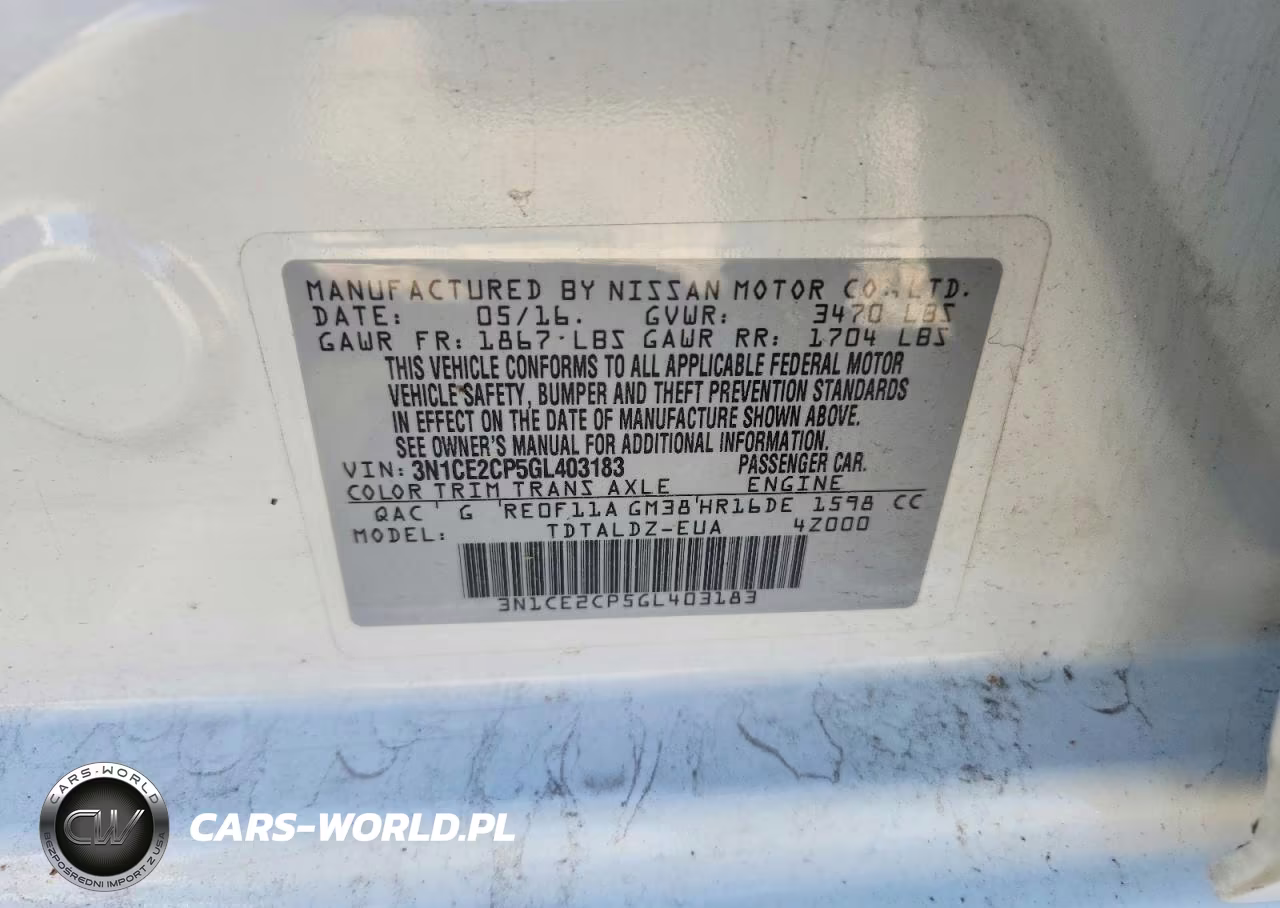 2016 Nissan Versa Note Sv VIN:3N1CE2CP5GL403183 - 12