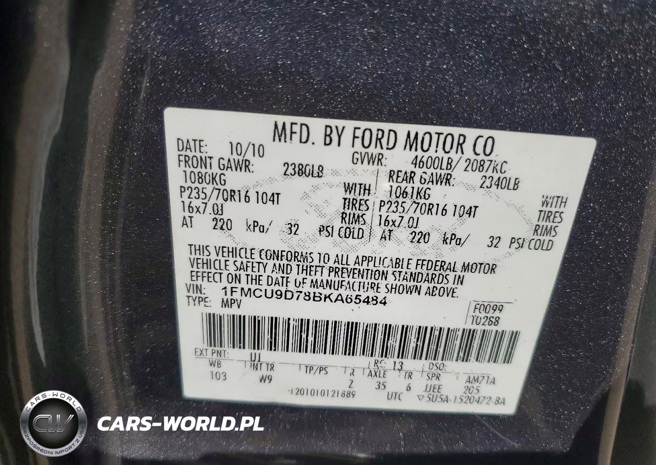 2011 Ford Escape Xlt VIN:1FMCU9D78BKA65484 - 13