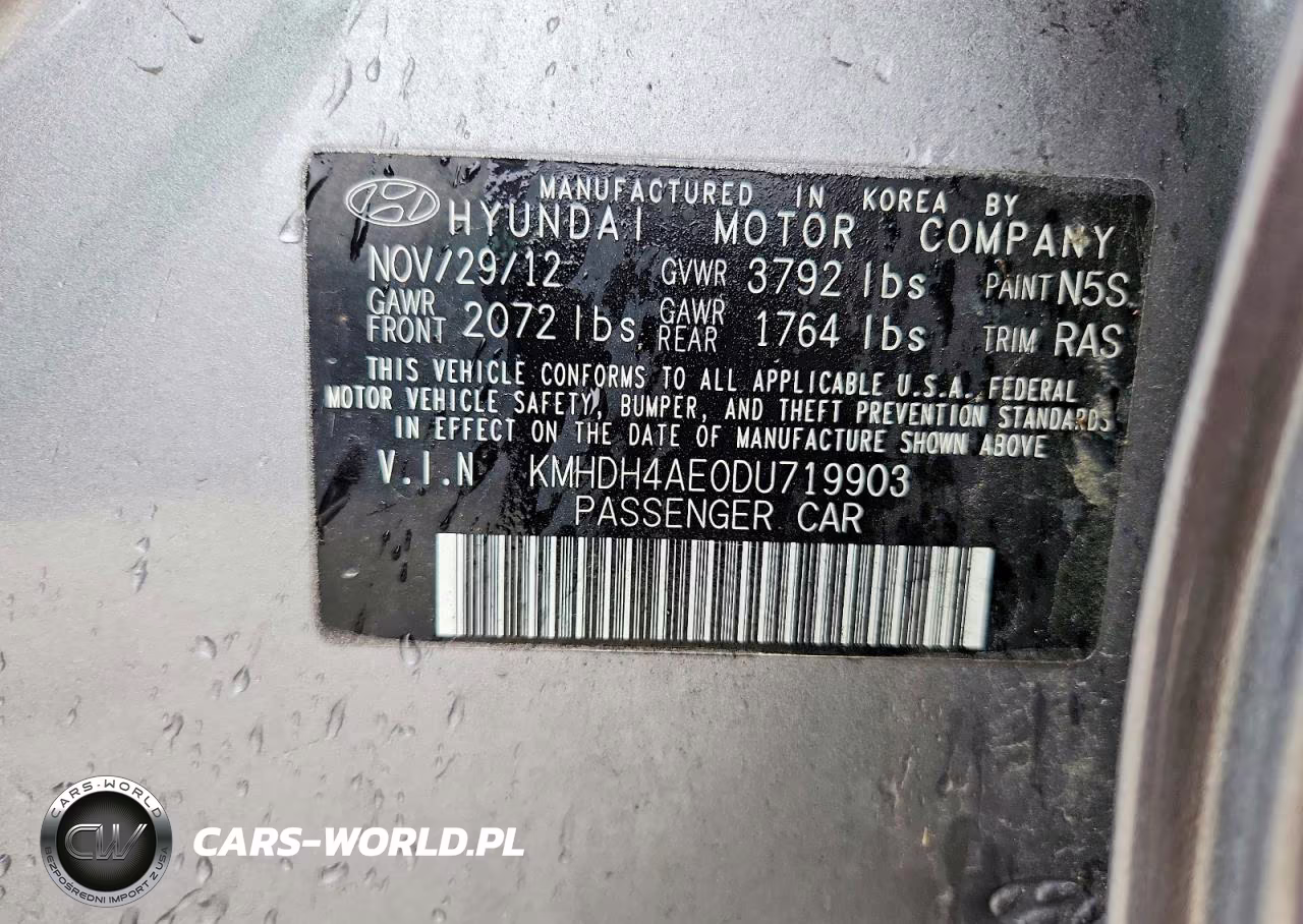 2013 Hyundai Elantra Gls VIN:KMHDH4AE0DU719903 - 12