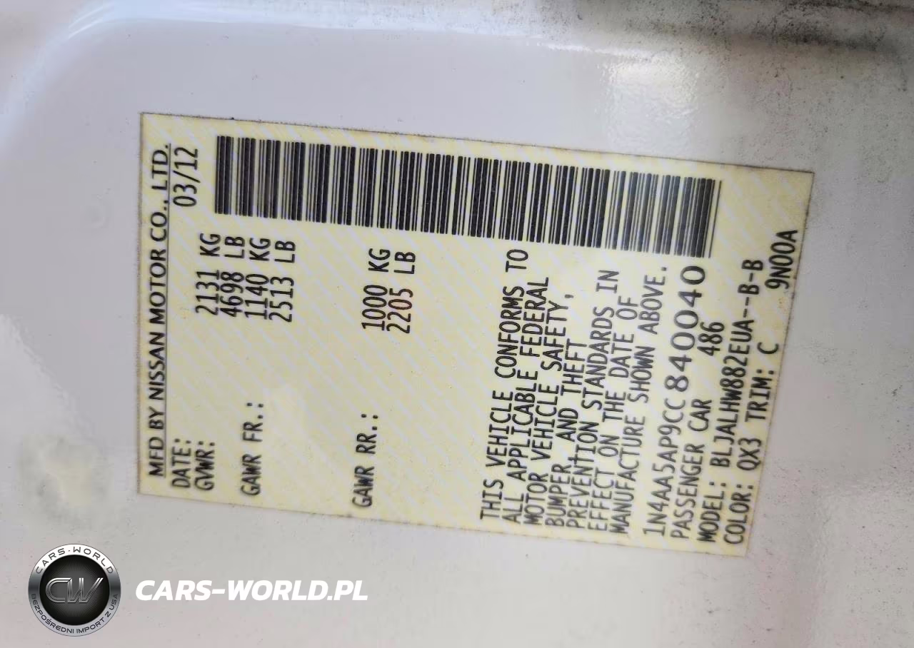 2012 Nissan Maxima 3.5 S VIN:1N4AA5AP9CC840040 - 13