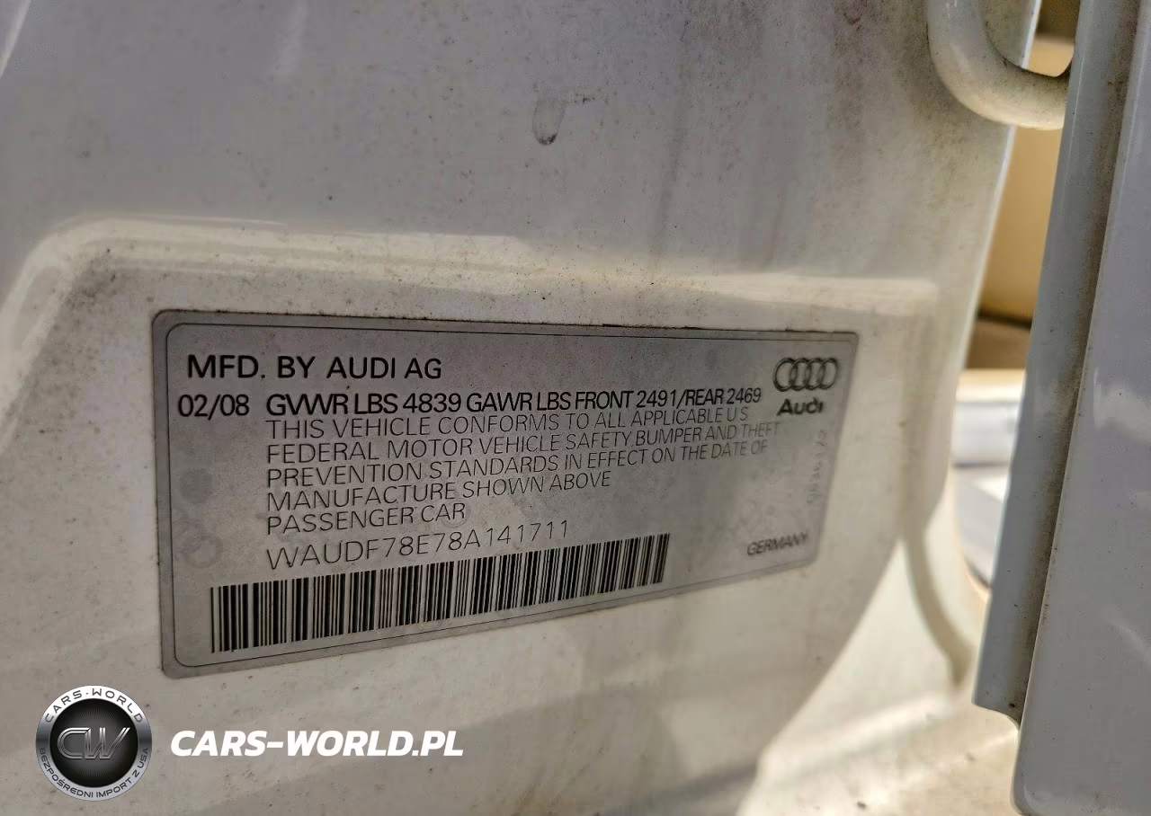 2008 Audi A4 2.0T Quattro VIN:WAUDF78E78A141711 - 12