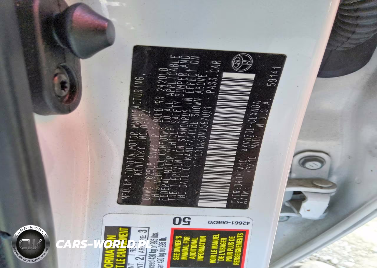2022 Toyota Camry Le VIN:4T1C31AK0NU587001 - 12