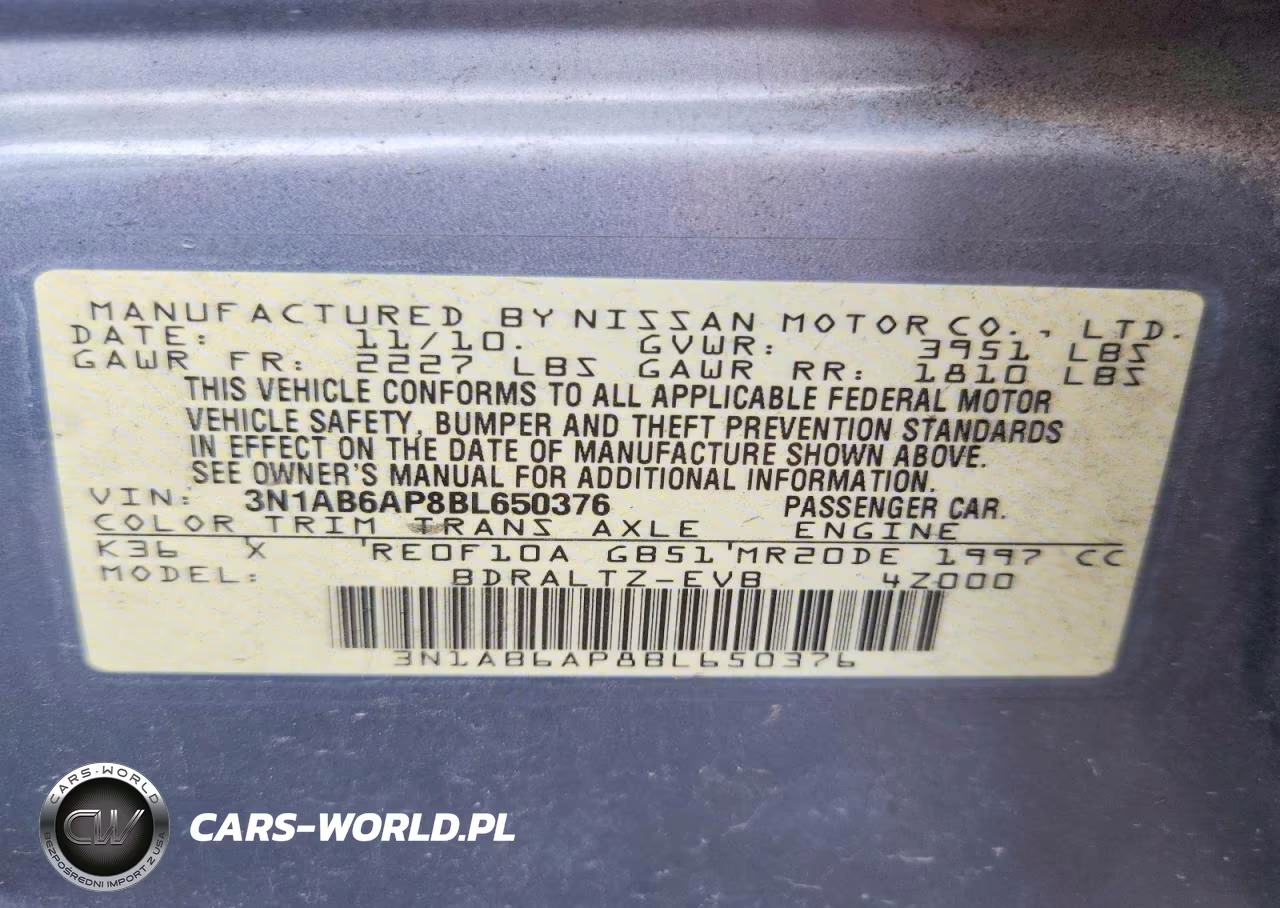 2011 Nissan Sentra 2.0 VIN:3N1AB6AP8BL650376 - 13