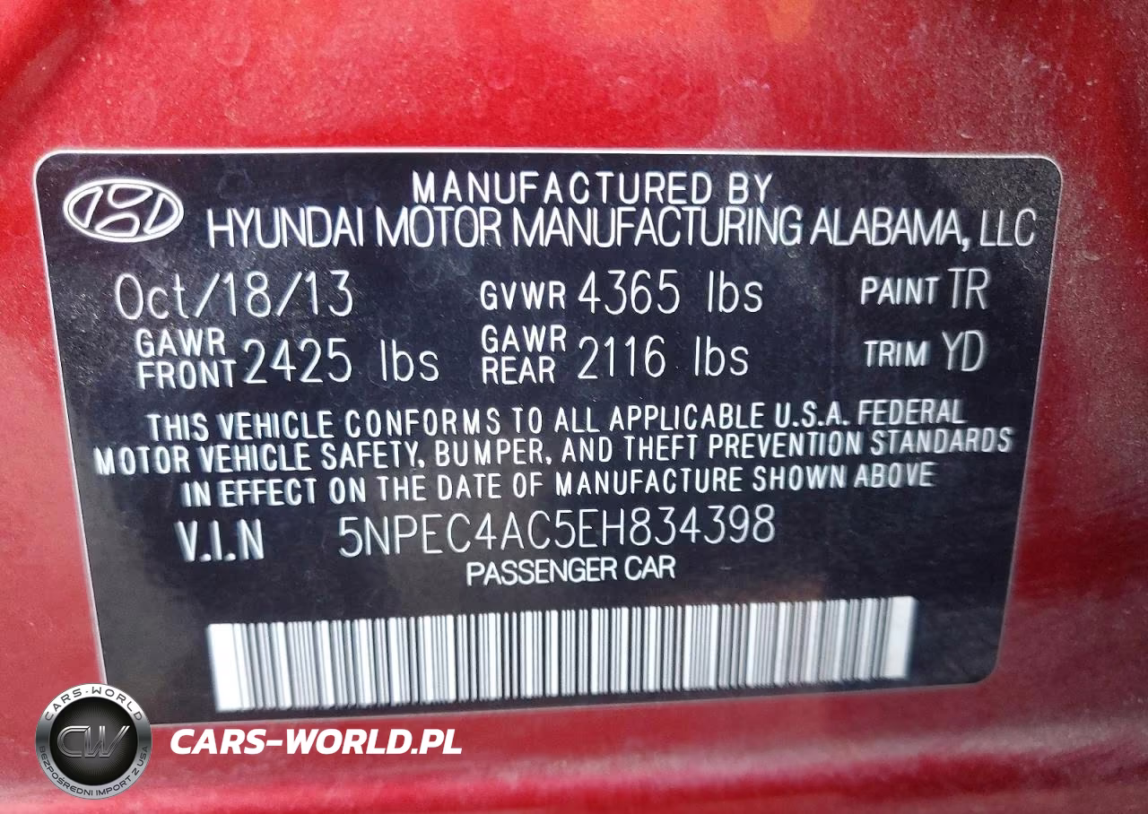 2014 Hyundai Sonata Limited VIN:5NPEC4AC5EH834398 - 12
