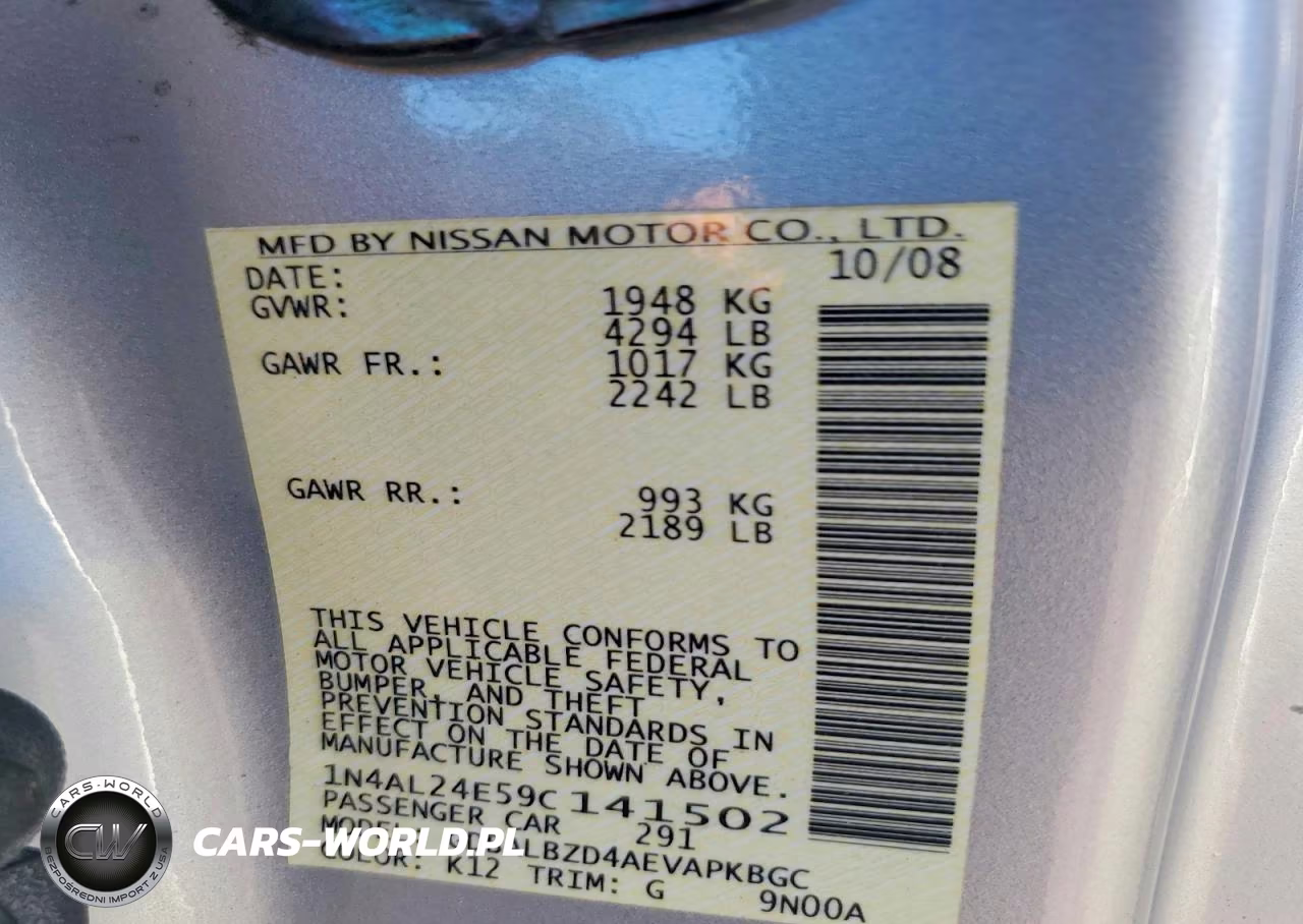 2009 Nissan Altima 2.5 S VIN:1N4AL24E59C141502 - 12