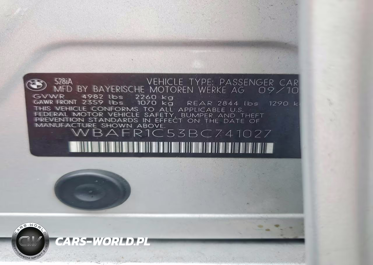 2011 BMW 5 Series VIN:WBAFR1C53BC741027 - 12