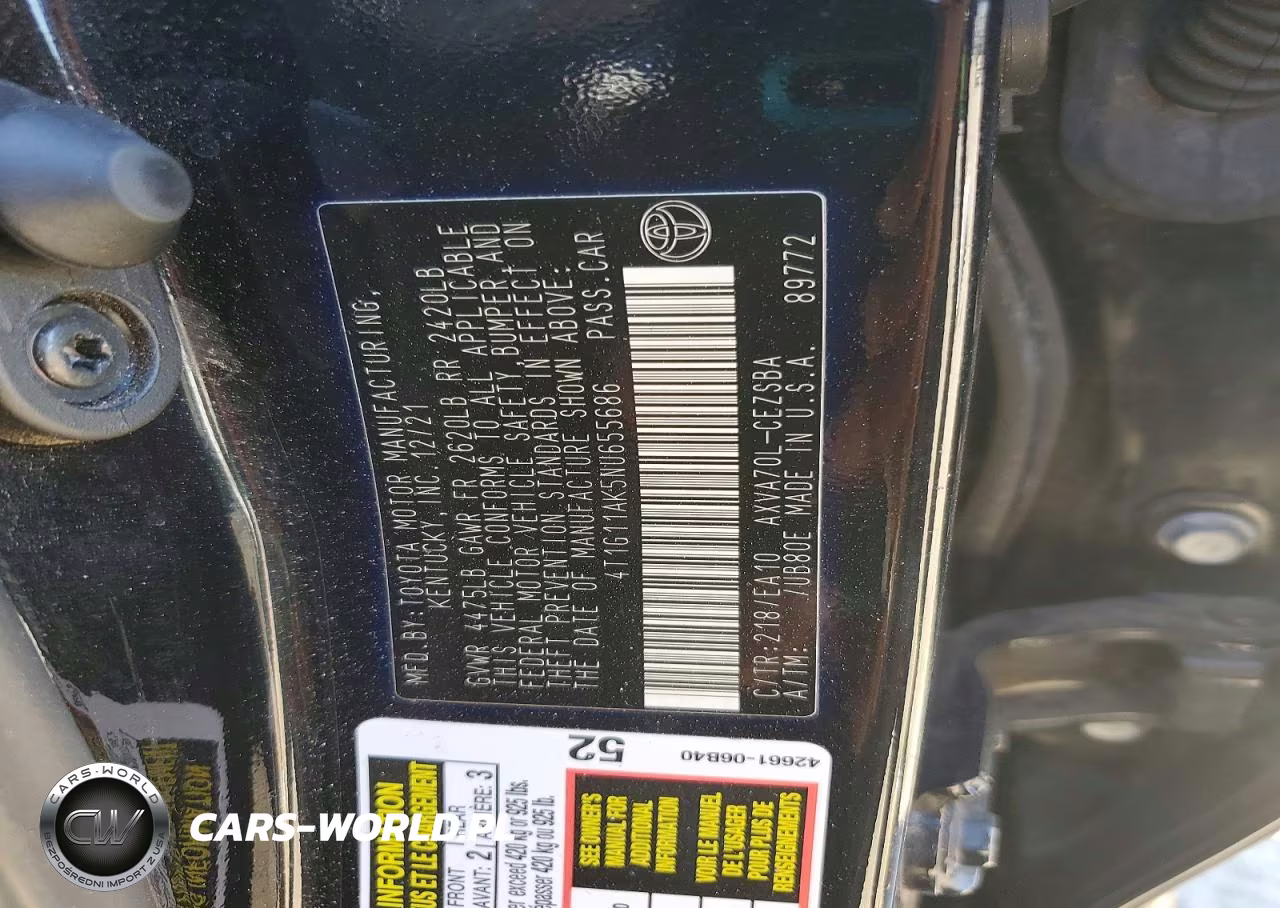 2022 Toyota Camry Se VIN:4T1G11AK5NU655686 - 13
