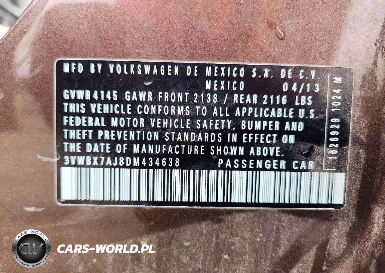 2013 Volkswagen Jetta Se VIN:3VWBX7AJ8DM434638 - 12