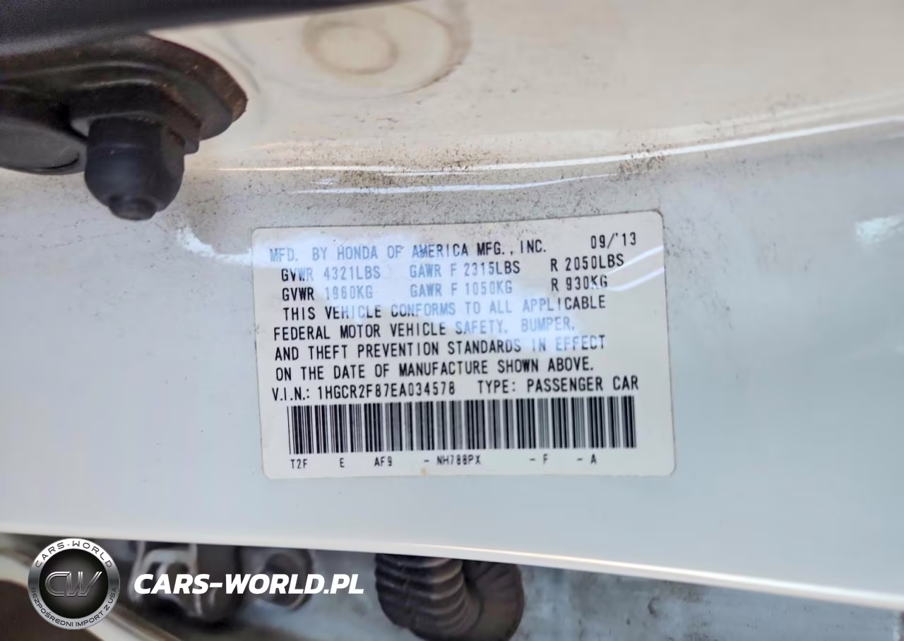 2014 Honda Accord Exl VIN:1HGCR2F87EA034578 - 12