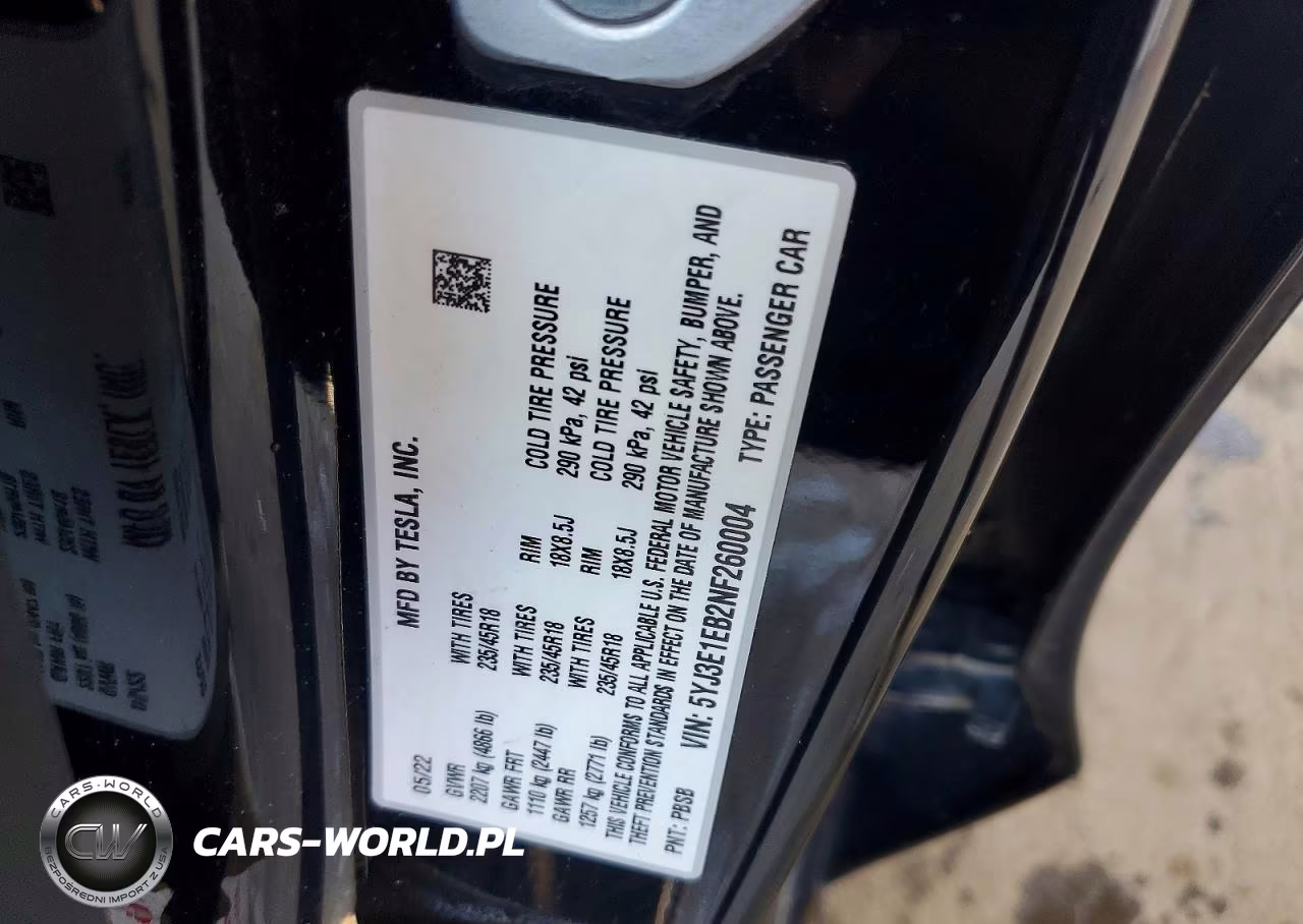 2022 Tesla Model 3 VIN:5YJ3E1EB2NF260004 - 12