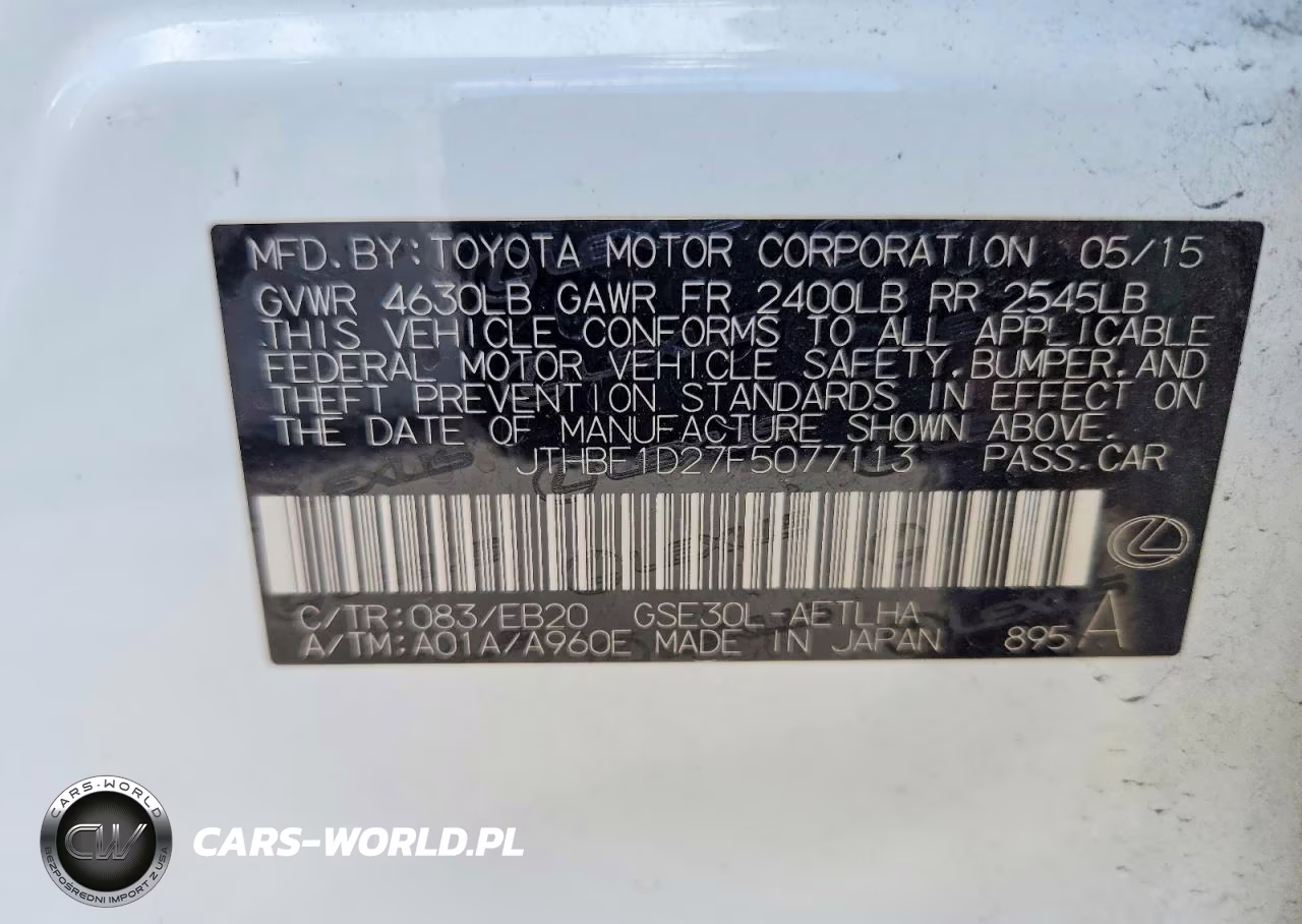2015 Lexus Is 250 VIN:JTHBF1D27F5077113 - 12