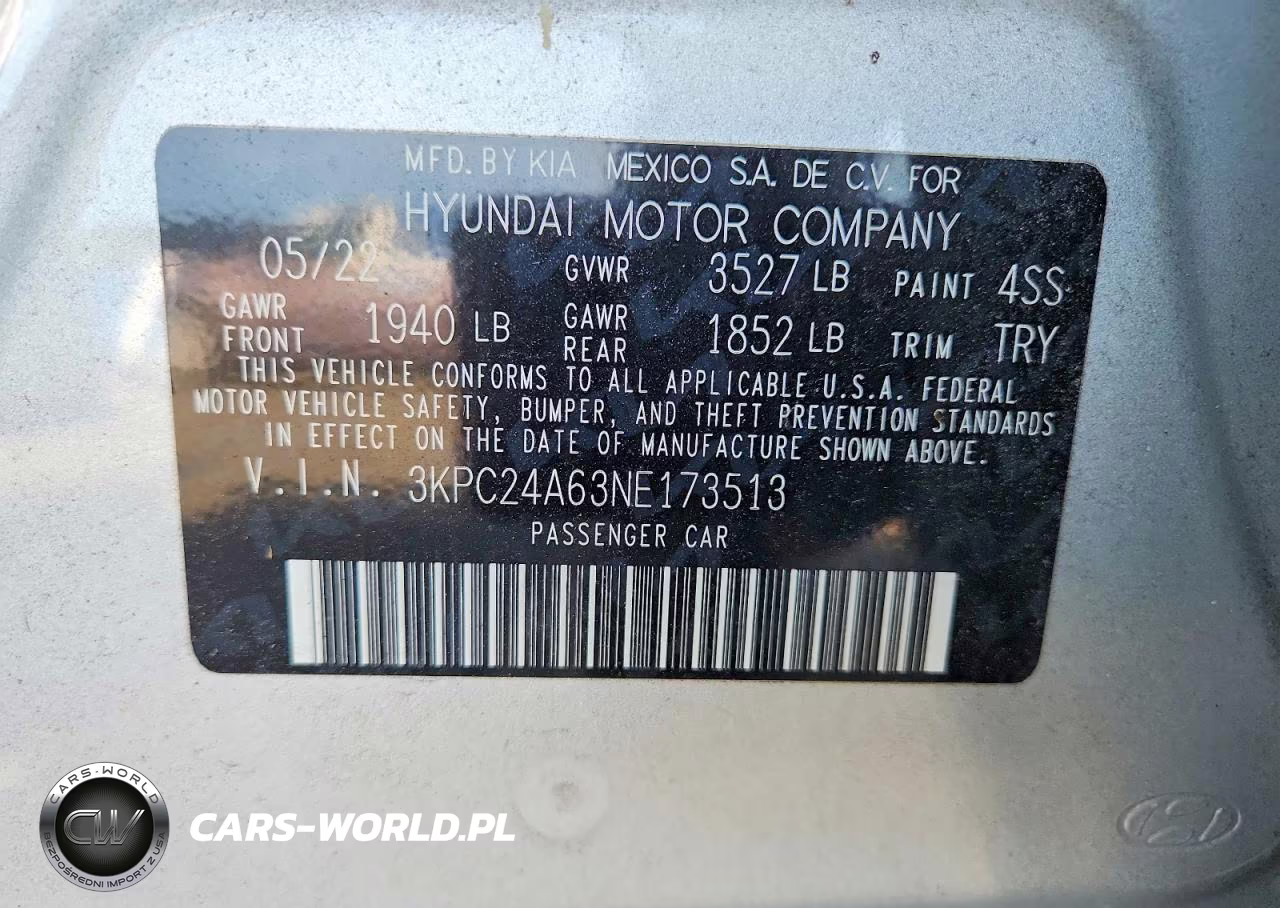2022 Hyundai Accent Se VIN:3KPC24A63NE173513 - 12