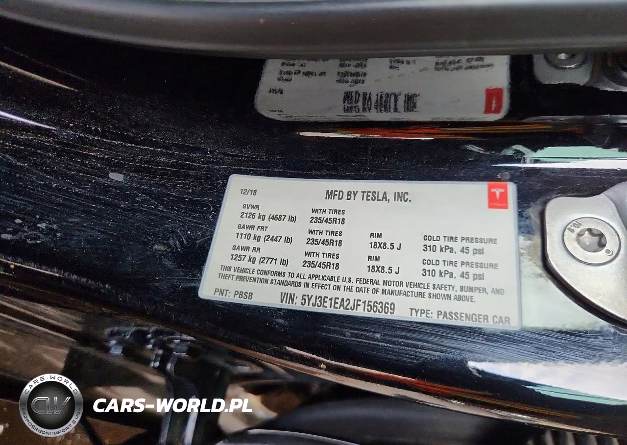 2018 Tesla Model 3 VIN:5YJ3E1EA2JF156369 - 12