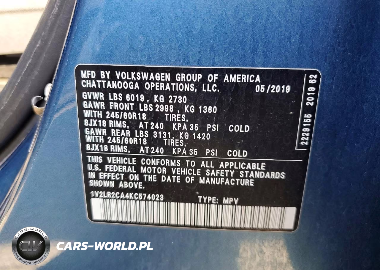 2019 Volkswagen Atlas Se VIN:1V2LR2CA4KC574023 - 13