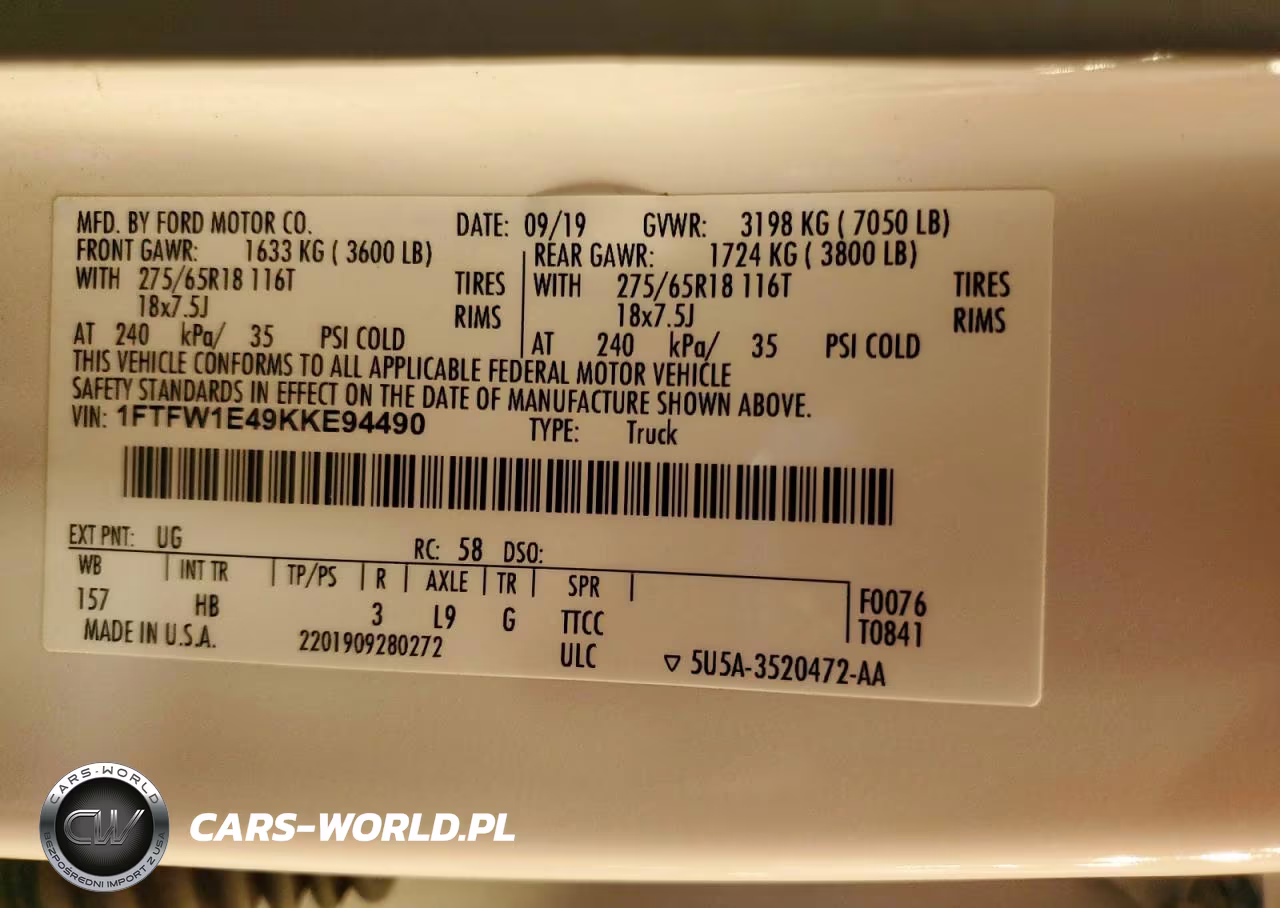 2019 Ford F150 Supercrew VIN:1FTFW1E49KKE94490 - 12