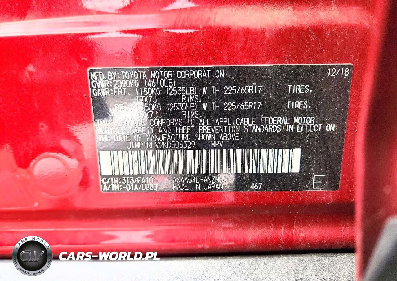 2019 Toyota Rav4 Xle VIN:JTMP1RFV2KD506329 - 14