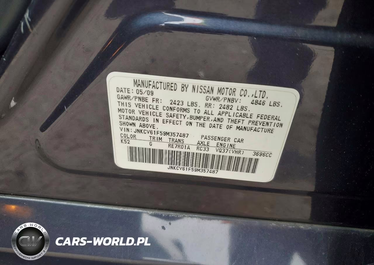 2009 Infiniti G37 Sedan X VIN:JNKCV61F59M357487 - 12