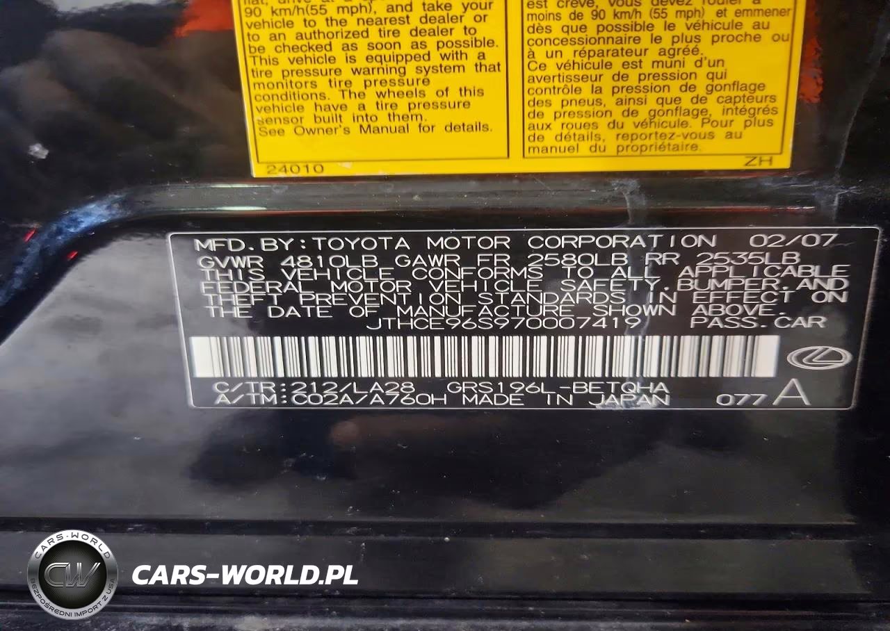 2007 Lexus Gs 350 VIN:JTHCE96S970007419 - 12
