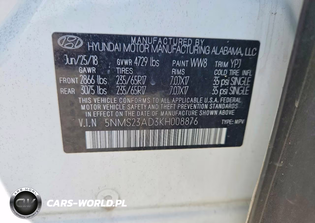 2019 Hyundai Santa Fe Se VIN:5NMS23AD3KH008876 - 13