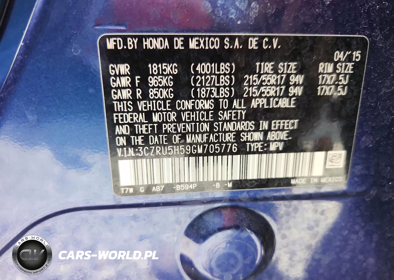 2016 Honda Hr-V Ex VIN:3CZRU5H59GM705776 - 13