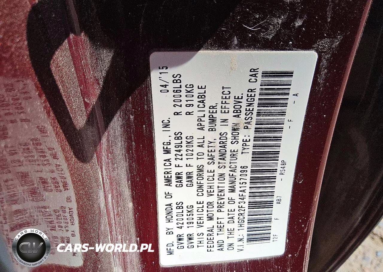 2015 Honda Accord Lx VIN:1HGCR2F34FA157096 - 12
