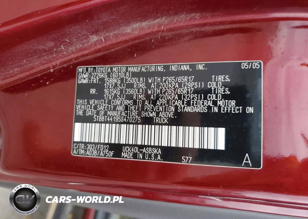 2005 Toyota Tundra Access Cab Sr5 VIN:5TBBT44195S470275 - 12