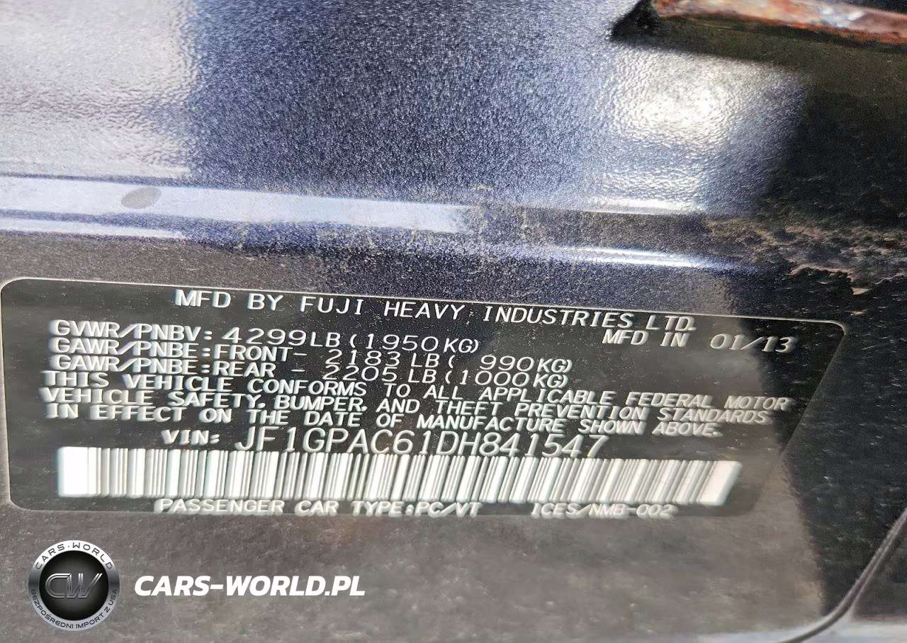 2013 Subaru Impreza Premium VIN:JF1GPAC61DH841547 - 12