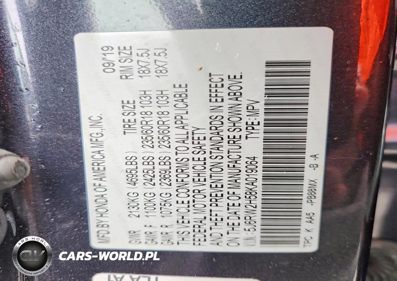 2019 Honda Cr-V Ex VIN:5J6RW2H58KA019064 - 14