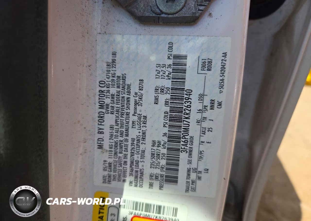 2019 Ford Fusion Sel VIN:3FA6P0MU7KR263940 - 12
